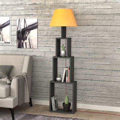 Tower Megapap melamine - fabric floor lamp in anthracite / yellow color 40x19,8x168cm.