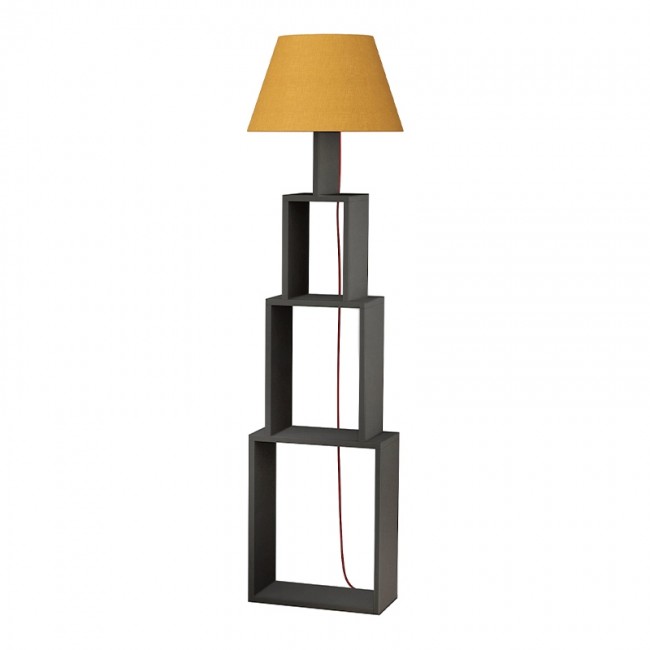 Tower Megapap melamine - fabric floor lamp in anthracite / yellow color 40x19,8x168cm.
