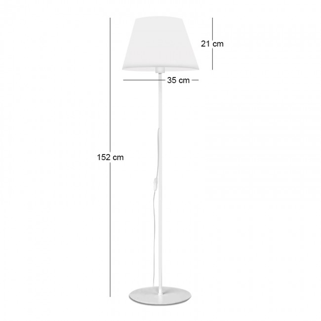 Φωτιστικό δαπέδου Vilo Megapap E27 μεταλλικό - ύφασμα Pvc χρώμα λευκό Ø35x152εκ.