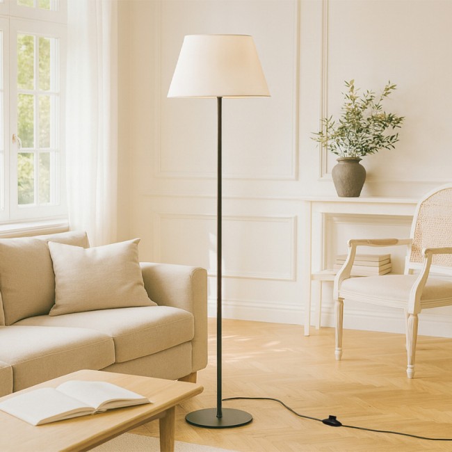 Φωτιστικό δαπέδου Vilo Megapap E27 μεταλλικό - ύφασμα Pvc χρώμα μαύρο - λευκό Ø35x152εκ.