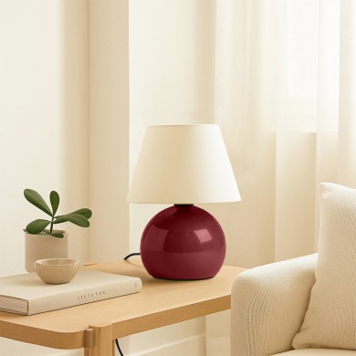 Alaska Megapap E27 metal - fabric pvc in wine red - cream color Ø22x30cm.