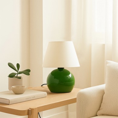 Alaska Megapap E27 metal - fabric pvc in green - cream color Ø22x30cm.