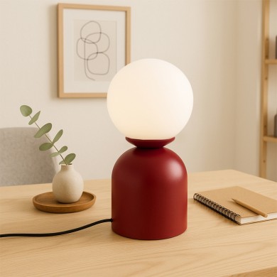 Albus Megapap E14 metal - glass in wine red - white color Ø13x28cm.