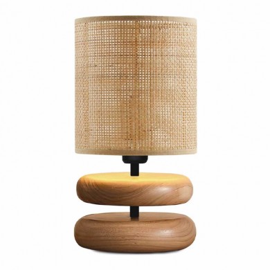 Lucia Megapap E14 wooden - pe rattan table lamp in natural color Ø15x35cm.