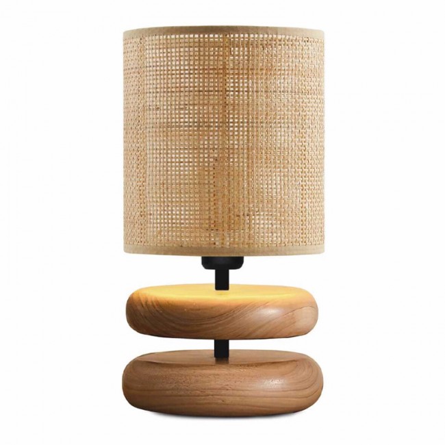Lucia Megapap E14 wooden - pe rattan table lamp in natural color Ø15x35cm.