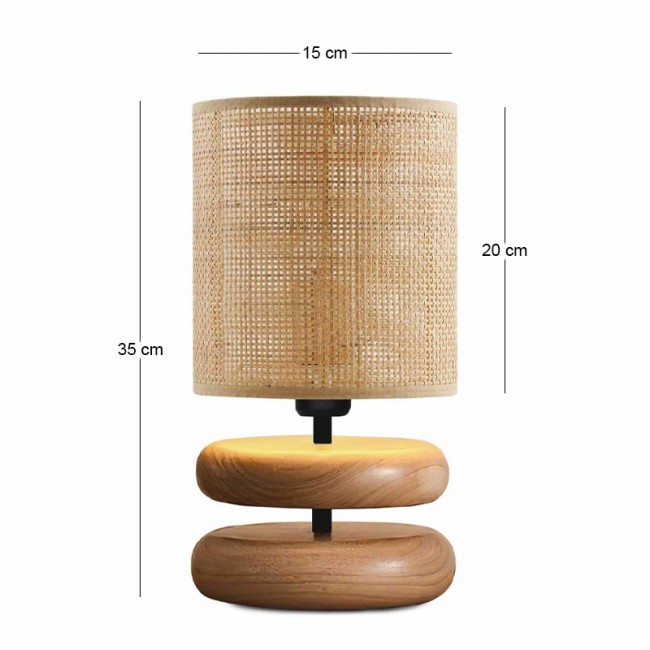 Lucia Megapap E14 wooden - pe rattan table lamp in natural color Ø15x35cm.