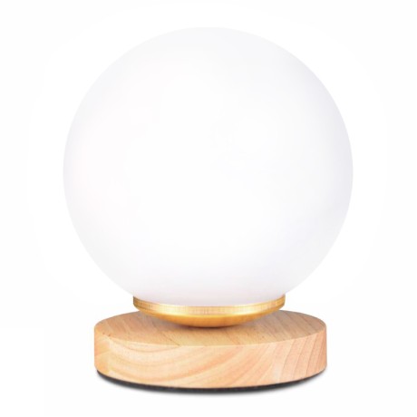 Luma Megapap E27 wooden - glass table lamp in natural - white color Ø12x18cm.