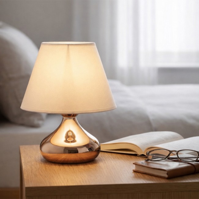 Luvia Megapap E27 metal - fabric pvc in gold - cream color Ø22x25cm.
