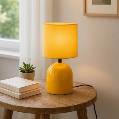 Nehora Megapap E27 metal - fabric pvc in yellow color Ø15x30cm.