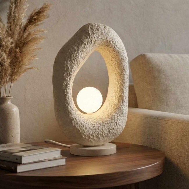 Zoga Megapap G9 fiberglass table lamp in ecru color 30x17x50cm.