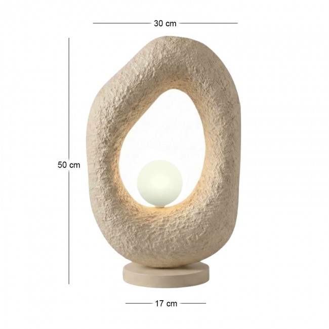 Zoga Megapap G9 fiberglass table lamp in ecru color 30x17x50cm.