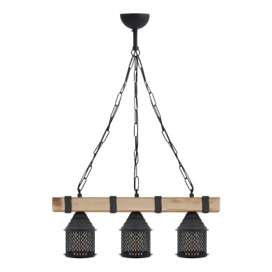 Elora Megapap wooden - metallic ceiling light in natural - black color 50x13x75cm.