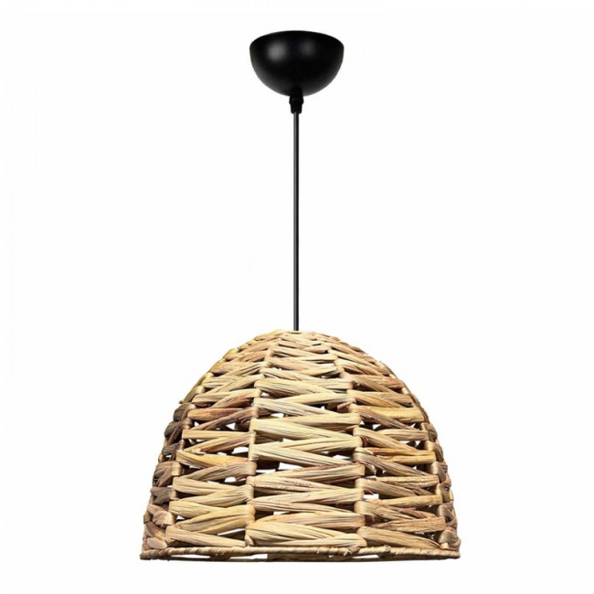 Φωτιστικό οροφής Kimi Megapap E27 wicker μονόφωτο χρώμα φυσικό Ø30x80εκ.