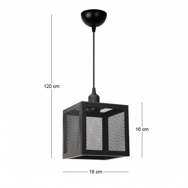 Φωτιστικό οροφής Kivo Megapap E27 μεταλλικό μονόφωτο χρώμα μαύρο 16x16x120εκ.