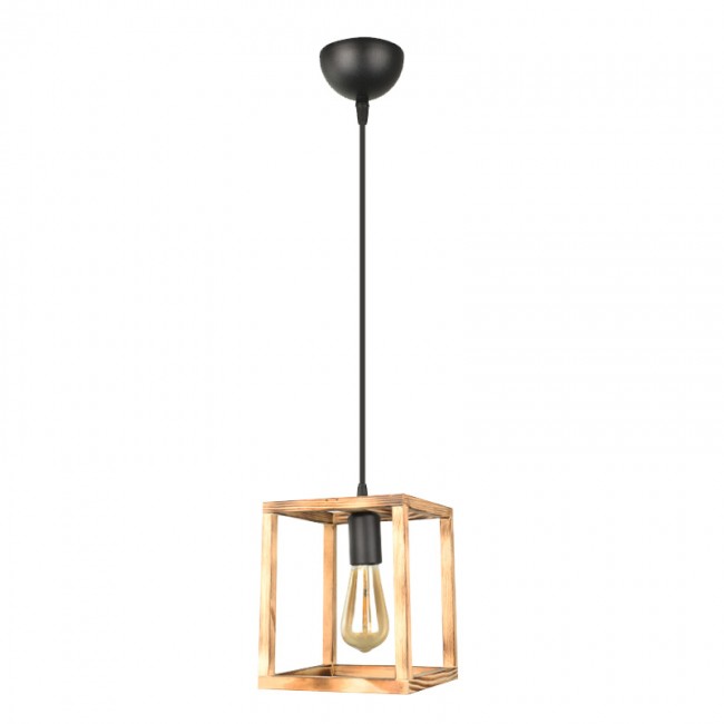 Φωτιστικό οροφής Kubo Megapap E27 ξύλινο μονόφωτο χρώμα φυσικό 18x18x65εκ.