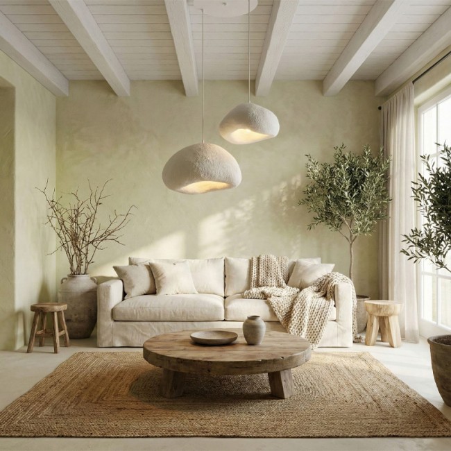 Loval Megapap E27 fiberglass ceiling lamp in white color Ø70x115cm.