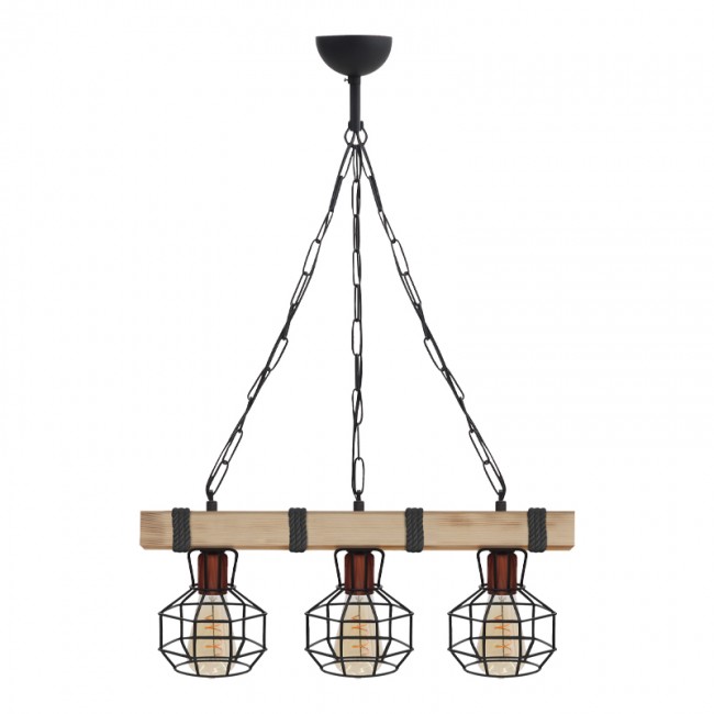 Lumenia Megapap wooden - metallic ceiling light in natural - black color 50x14x80cm.
