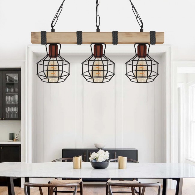 Lumenia Megapap wooden - metallic ceiling light in natural - black color 50x14x80cm.