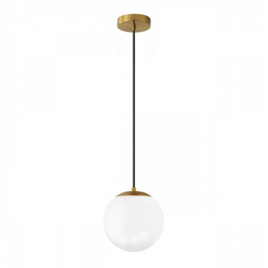 Φωτιστικό οροφής Lumi Megapap E27 γυάλινο μονόφωτο χρώμα χρυσό - λευκό Ø15x120εκ.