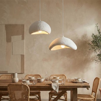 Φωτιστικό οροφής Luna Megapap E27 fiberglass δίφωτο χρώμα λευκό Ø70x115εκ.