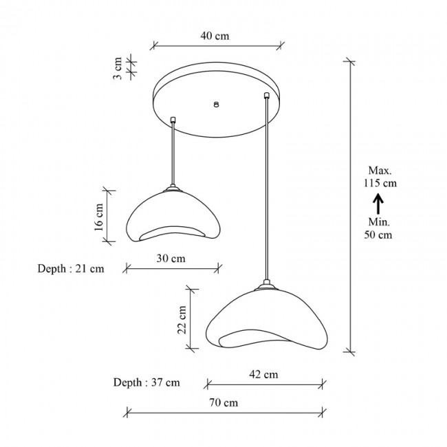 Φωτιστικό οροφής Luna Megapap E27 fiberglass δίφωτο χρώμα λευκό Ø70x115εκ.