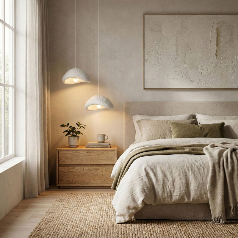 Luna Megapap E27 fiberglass ceiling lamp in white color Ø74x115cm.