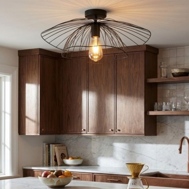 Madar Megapap E27 metallic ceiling lamp in black color Ø52x20cm.