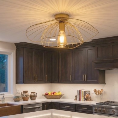 Madar Megapap E27 metallic ceiling lamp in gold color Ø52x20cm.