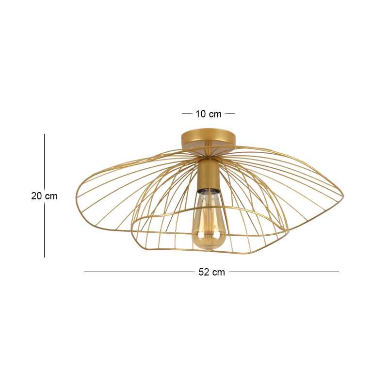Madar Megapap E27 metallic ceiling lamp in gold color Ø52x20cm.
