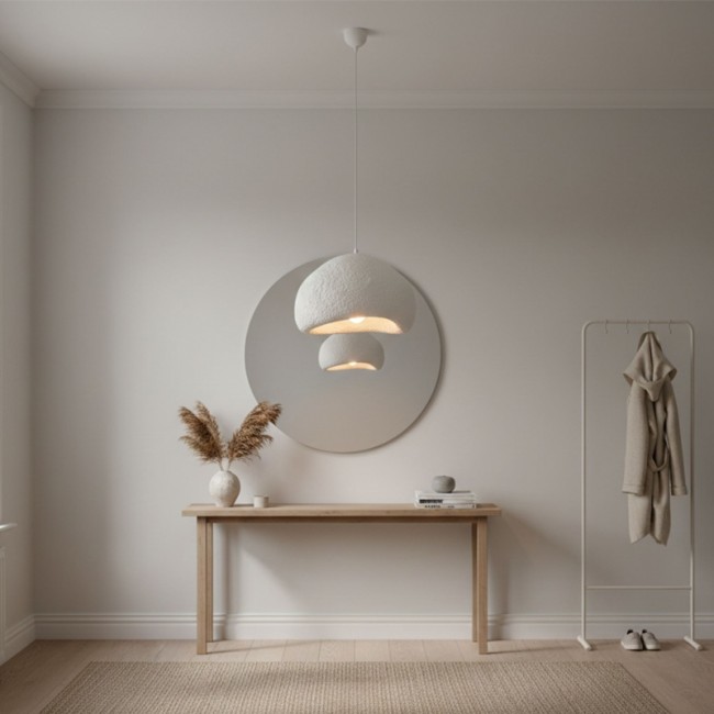 Nua Megapap E27 fiberglass ceiling lamp in white color 40x38x120cm.