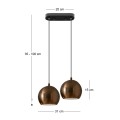 Orbit Megapap E27 metallic two ceiling lamp in gold antique color Ø31x35/100cm.