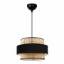 Orvia Megapap E27 rattan ceiling lamp in natural - black color Ø30x70cm.