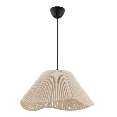 Φωτιστικό οροφής Sukne Megapap E27 από σχοινί μονόφωτο χρώμα εκρού Ø35x60εκ.