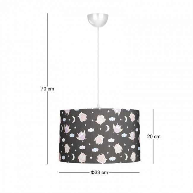 Φωτιστικό οροφής Tale Megapap E27 ύφασμα PVC μονόφωτο πολύχρωμο Ø33x70εκ.