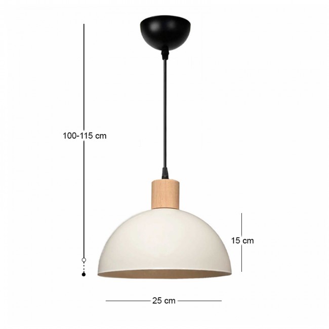 Φωτιστικό οροφής Talis Megapap E27 μεταλλικό μονόφωτο χρώμα κρεμ Ø25x100εκ.