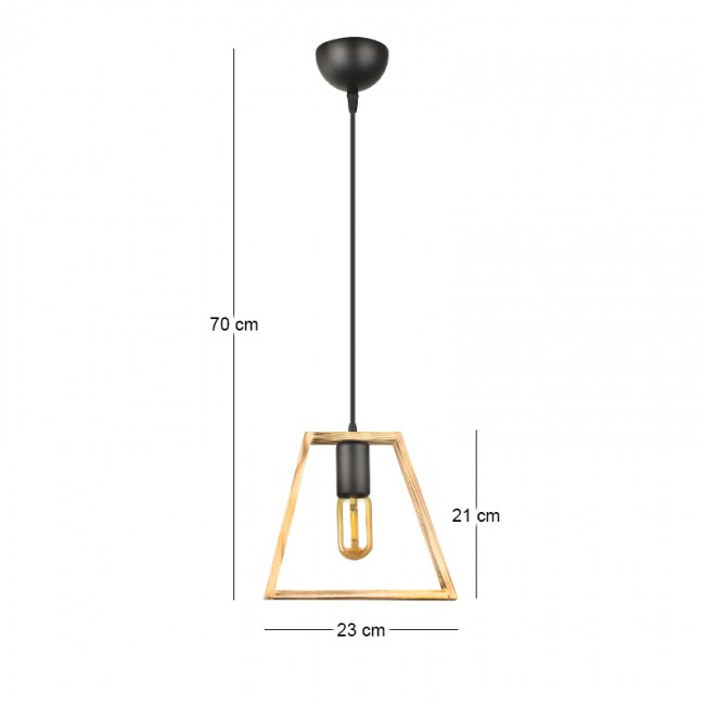 Φωτιστικό οροφής Tekli Megapap E27 ξύλινο μονόφωτο χρώμα φυσικό 23x3x70εκ.
