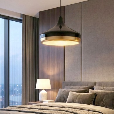 Vasli Megapap E27 metallic ceiling lamp in black color Ø36x42/122cm.