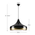 Vasli Megapap E27 metallic ceiling lamp in black color Ø36x42/122cm.