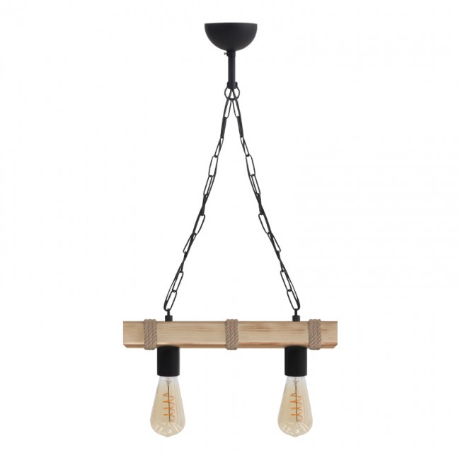 Φωτιστικό οροφής Vero Megapap E27 ξύλινο δίφωτο χρώμα φυσικό 40x8x65εκ.