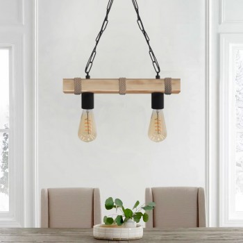 Φωτιστικό οροφής Vero Megapap E27 ξύλινο δίφωτο χρώμα φυσικό 40x8x65εκ.