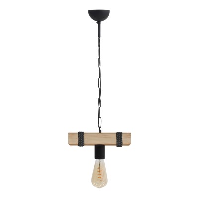 Φωτιστικό οροφής Vero Megapap E27 ξύλινο μονόφωτο χρώμα φυσικό - μαύρο 25x8x65εκ.