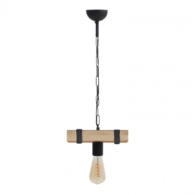 Φωτιστικό οροφής Vero Megapap E27 ξύλινο μονόφωτο χρώμα φυσικό - μαύρο 25x8x65εκ.
