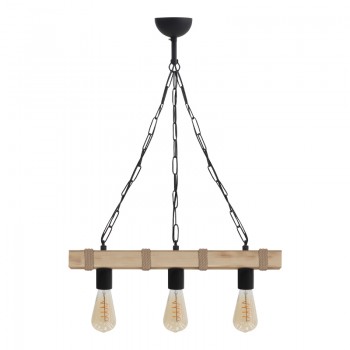 Φωτιστικό οροφής Vero Megapap E27 ξύλινο τρίφωτο χρώμα φυσικό 50x8x65εκ.