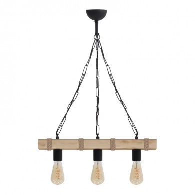 Φωτιστικό οροφής Vero Megapap E27 ξύλινο τρίφωτο χρώμα φυσικό 50x8x65εκ.