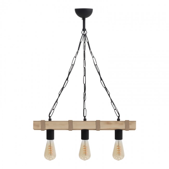 Φωτιστικό οροφής Vero Megapap E27 ξύλινο τρίφωτο χρώμα φυσικό 50x8x65εκ.