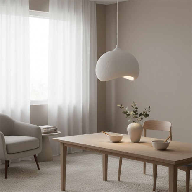 Yontu Megapap E27 fiberglass ceiling lamp in white color 34x29x120cm.