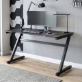 GAMING Γραφείο 120x60cm Μέταλλο Βαφή Μαύρο, Επιφάνεια MDF Μαύρο, με Βάση ακουστικών 120x60x75cm