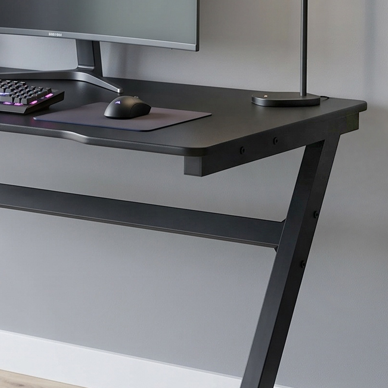 GAMING Γραφείο 120x60cm Μέταλλο Βαφή Μαύρο, Επιφάνεια MDF Μαύρο, με Βάση ακουστικών 120x60x75cm