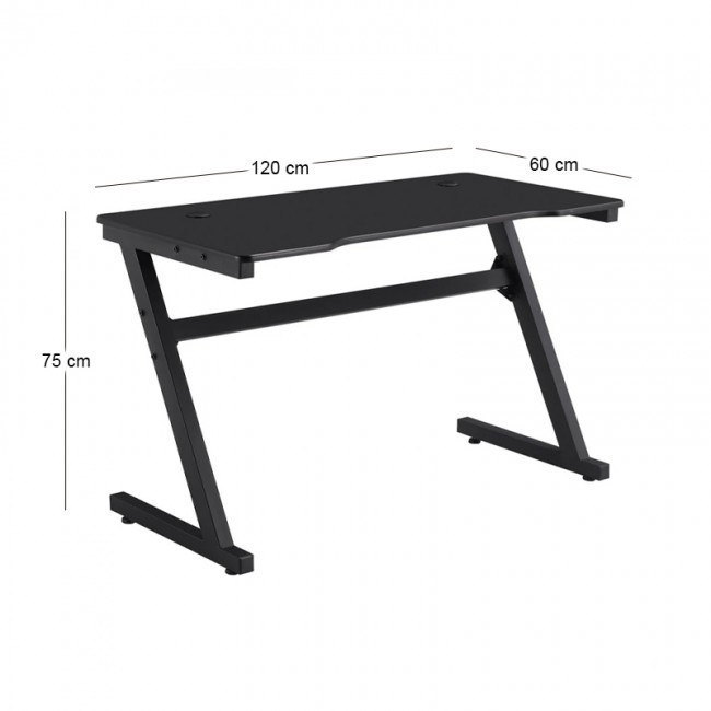 GAMING Desk 120x60cm MDF/Metal Black