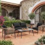 GASBA Set (4pcs) Alu Anthracite/Rope Wicker Natural/Cushions Dark Grey